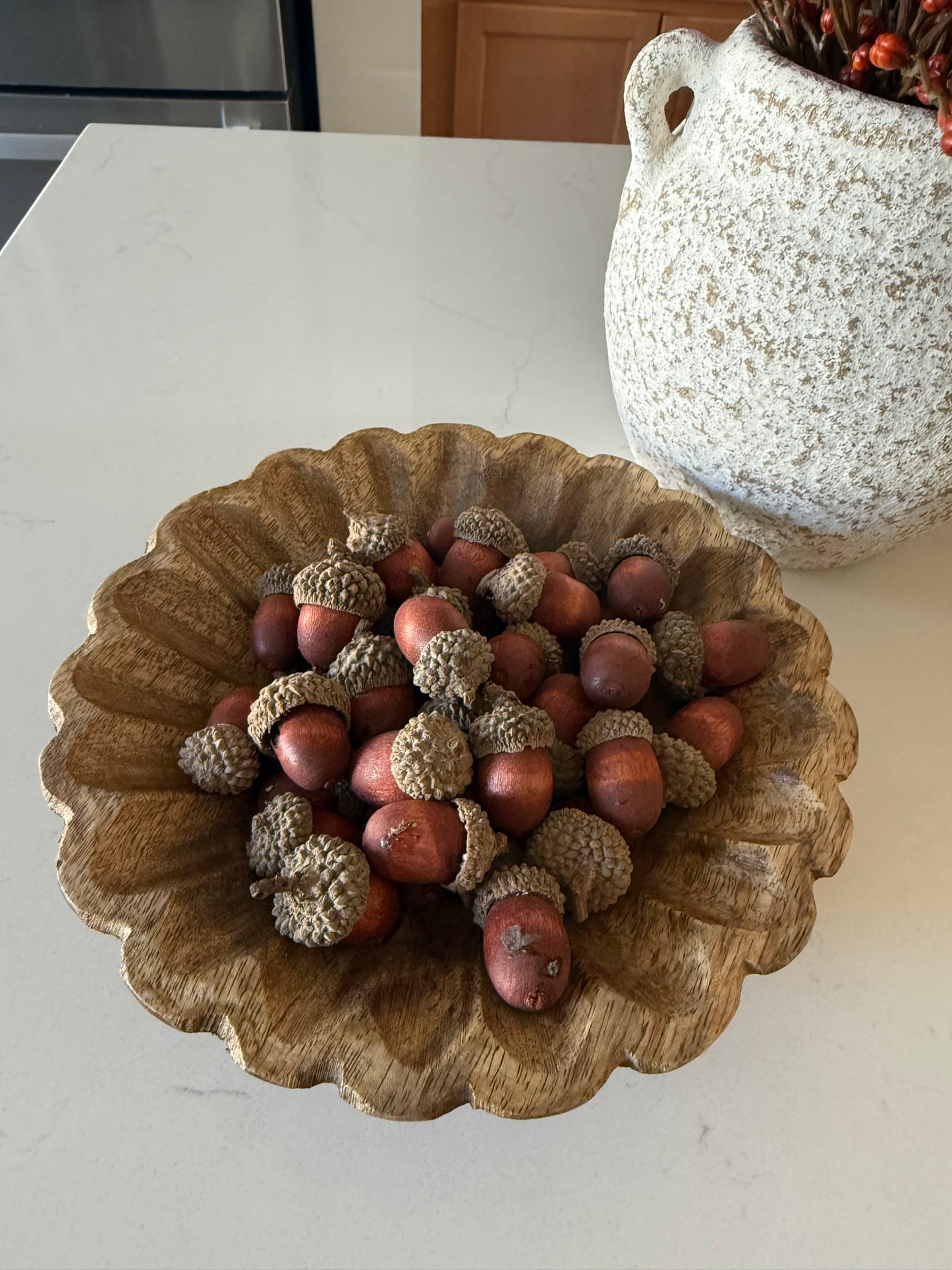 Scalloped Mango Wood Bowl