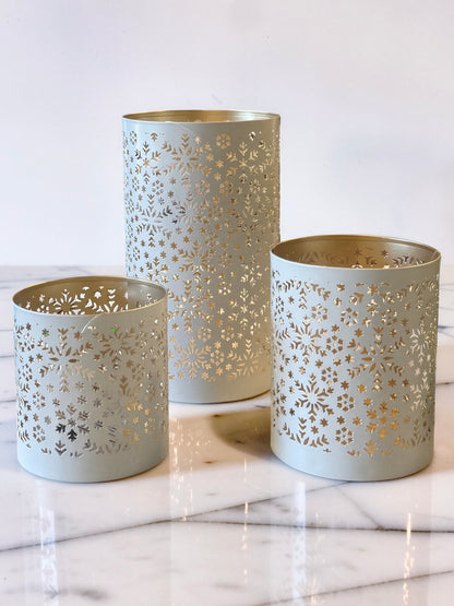 White Snowflake Lanterns |Set of 3