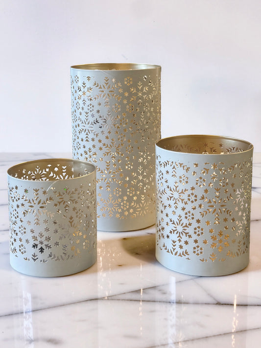 White Snowflake Lanterns |Set of 3