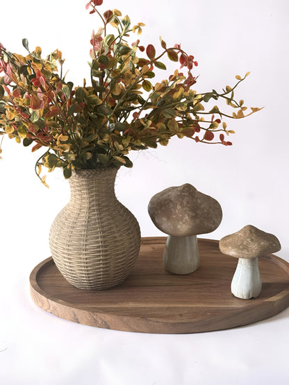 Beige Stoneware Mushrooms Set of 2