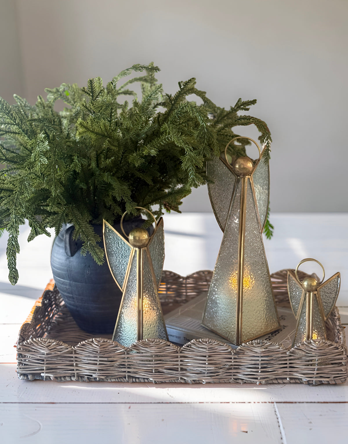 Vintage Glass and Brass Angels Set of 3