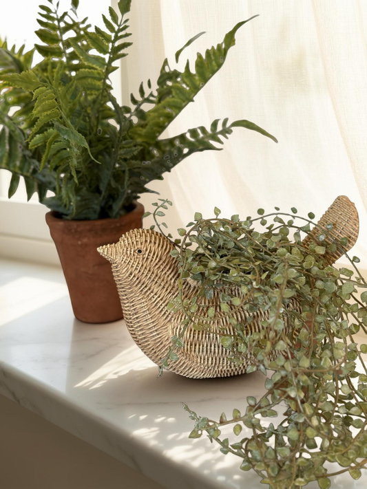 Polyresin Weave Bird Pot
