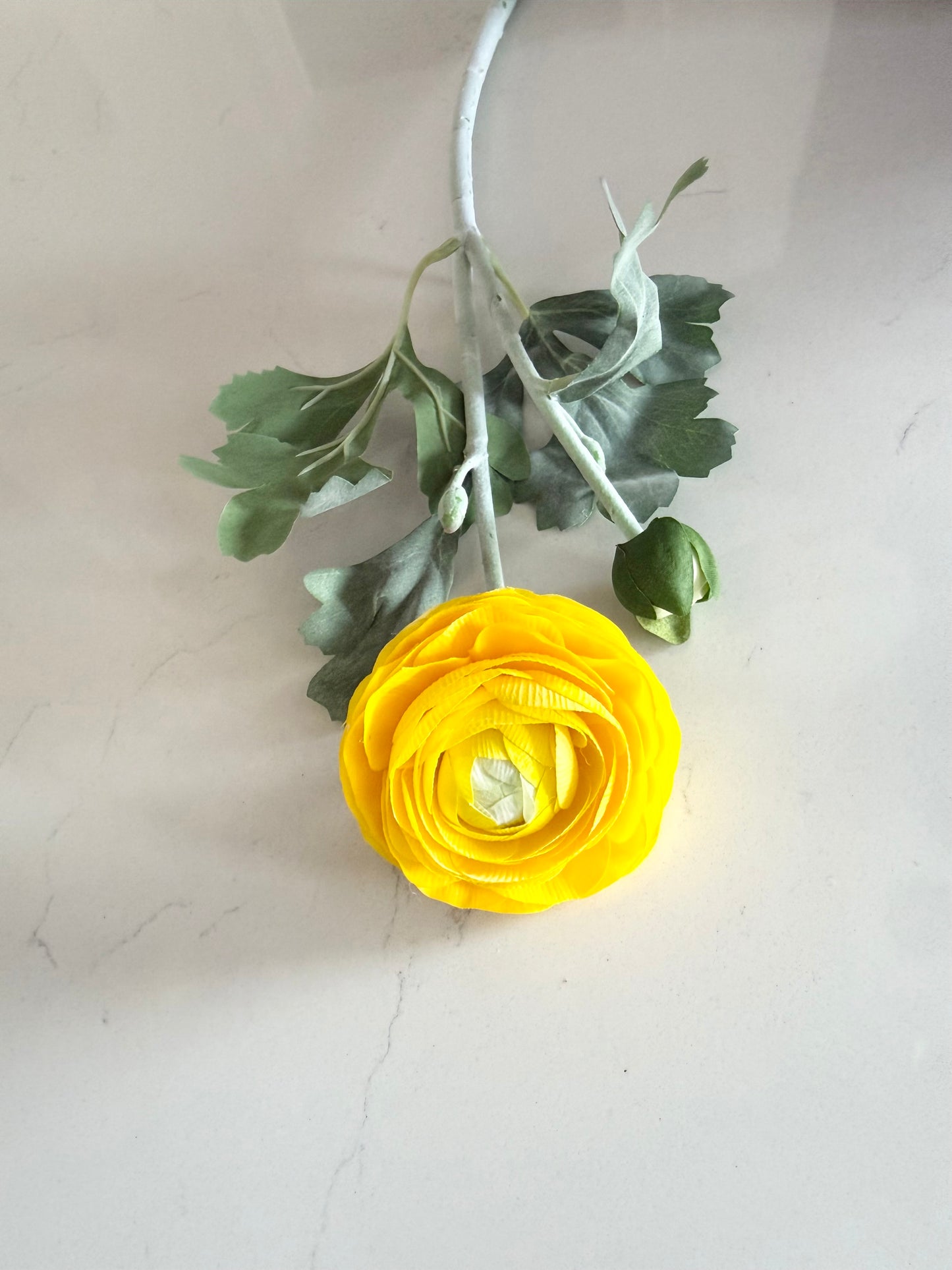 Real Touch Dark Yellow Bud and Bloom Ranunculus Stem