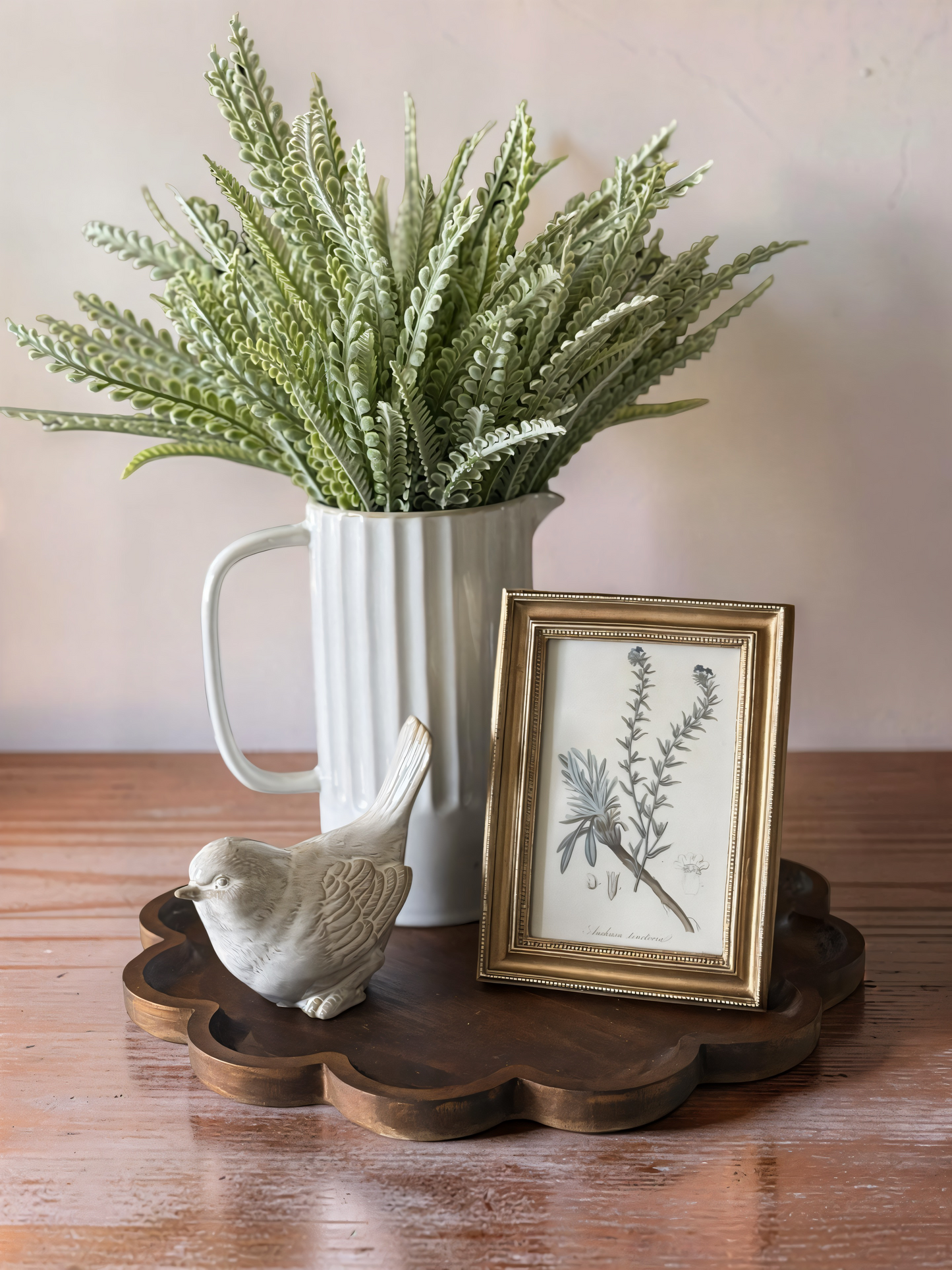 Dark Wood Scalloped Tray