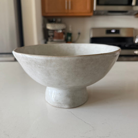 White Ceramic Raised Bowl -9”