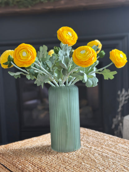 Real Touch Dark Yellow Bud and Bloom Ranunculus Stem