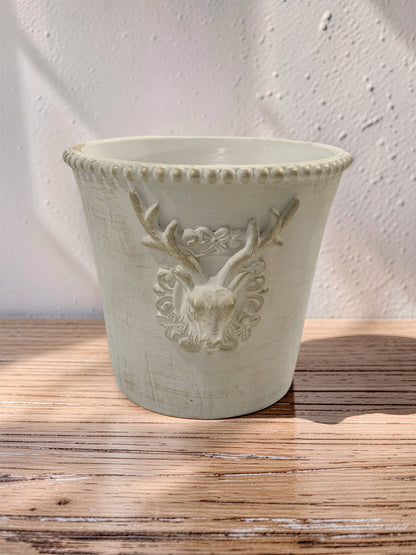 Gold Wash Cement Deer Planter