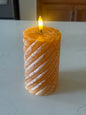 Medium Orange LED Twist Pillar Candle