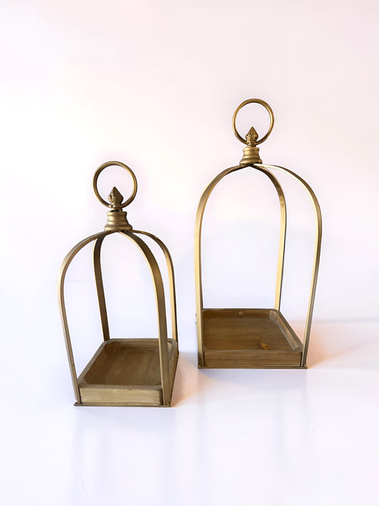 Tall Gold Metal Lantern