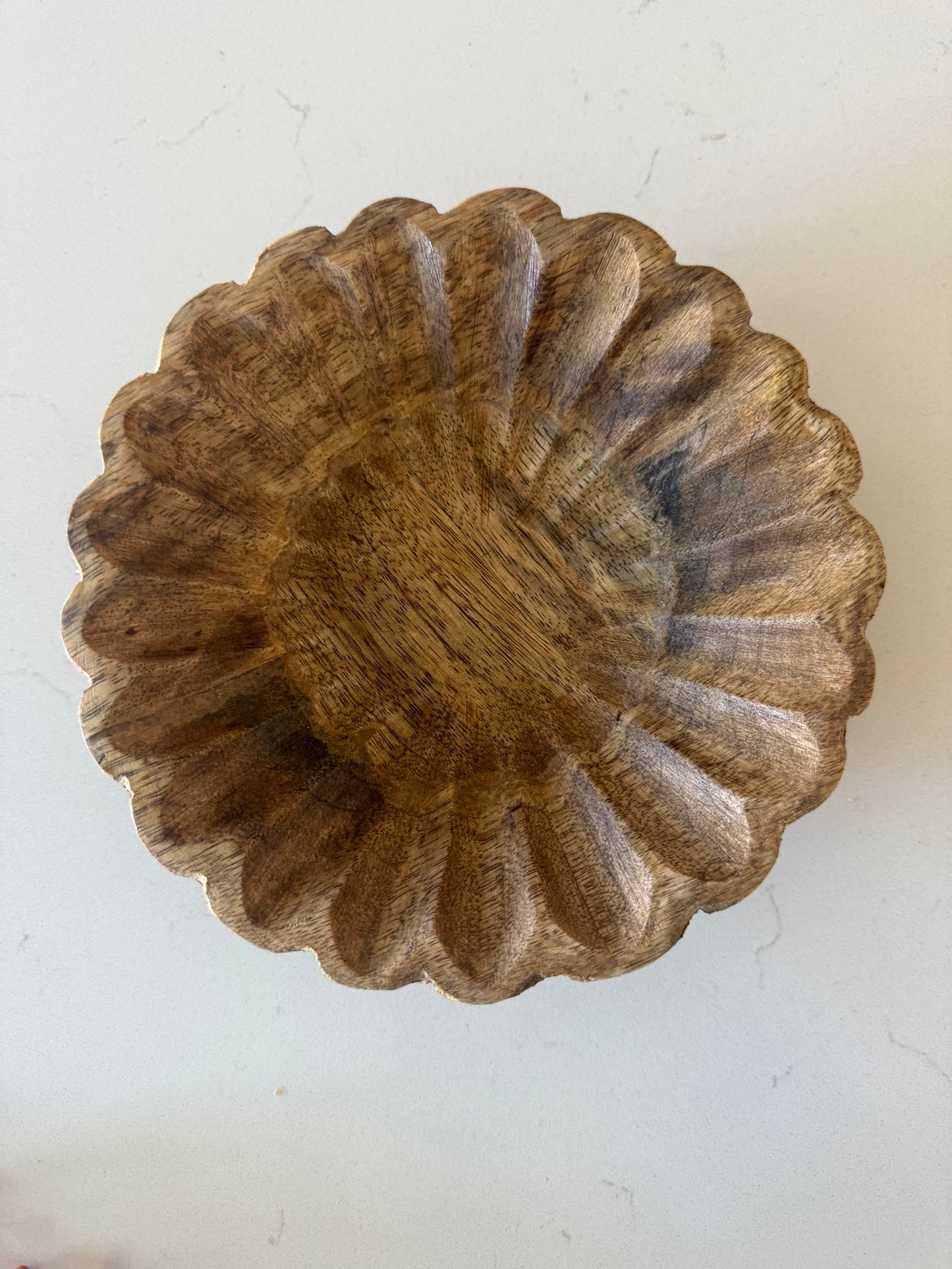 Scalloped Mango Wood Bowl