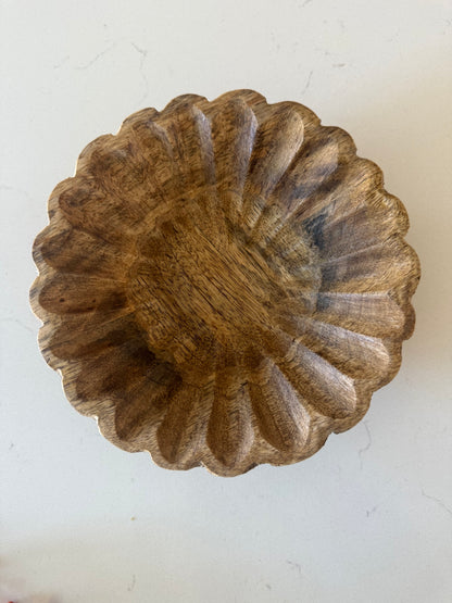 Scalloped Mango Wood Bowl