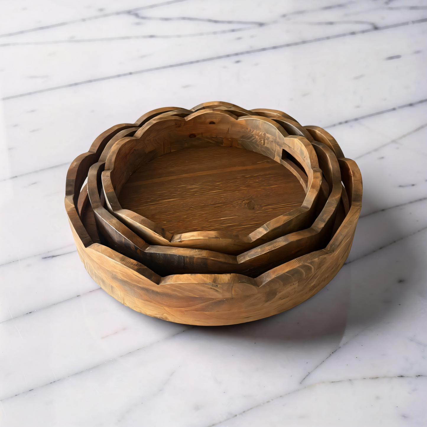 Scallop Wood Trays
