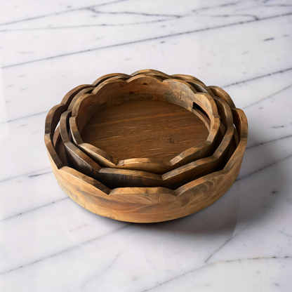 Scallop Wood Trays
