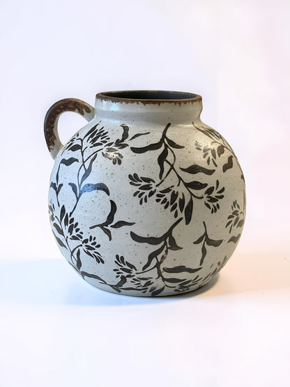 Brown and White Leaf Pattern Vase