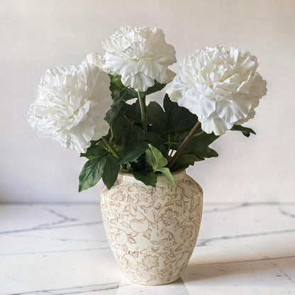 White Real Touch Peony Stem
