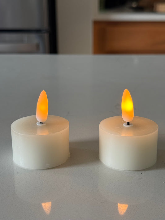 Ivory Flameless Tealight Candles -set of 2