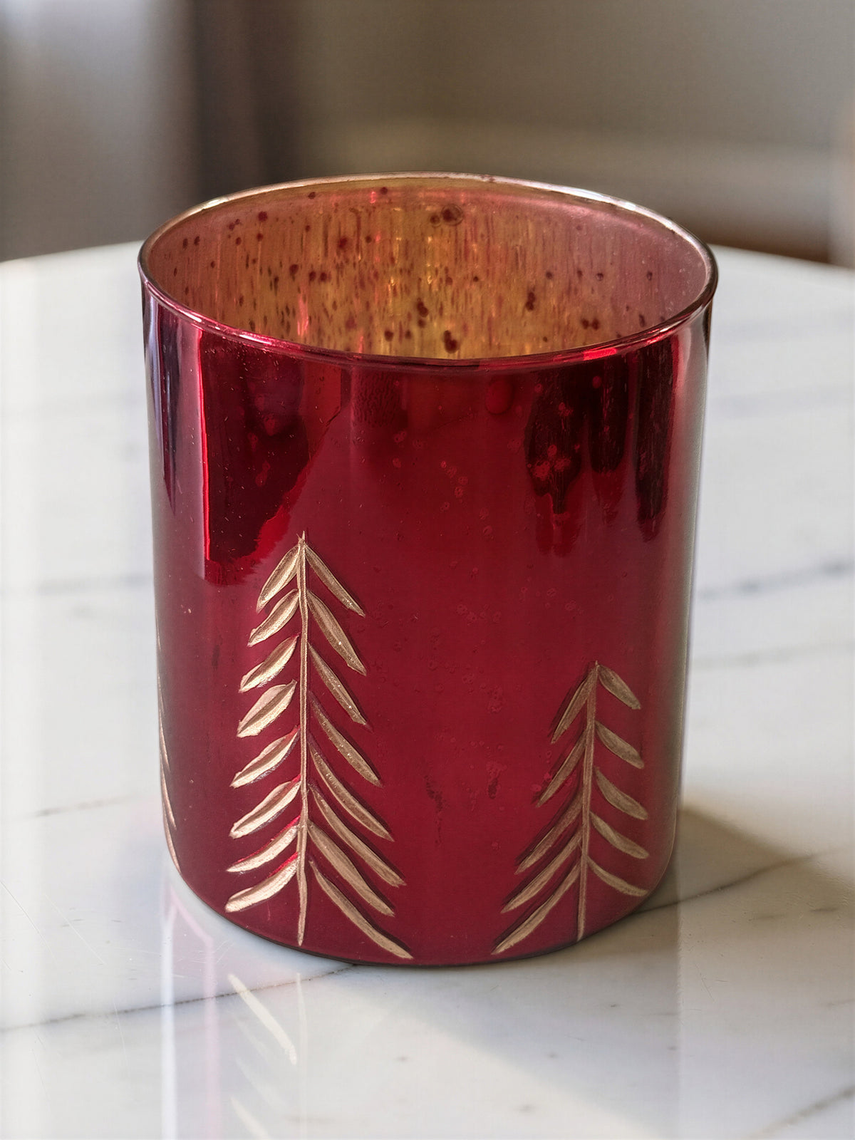 Red and White Tree Candle Holder