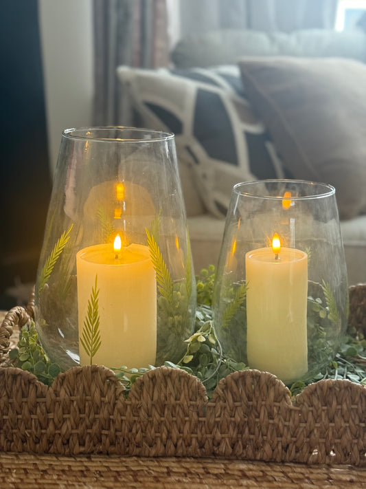 Etched Fern Clear Glass Vases