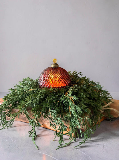 Burgundy Glass Hobnail LED Flicker Flame Glass Ornamenent