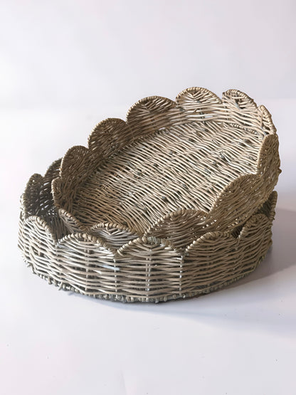Grey Wash Willow Round Trays