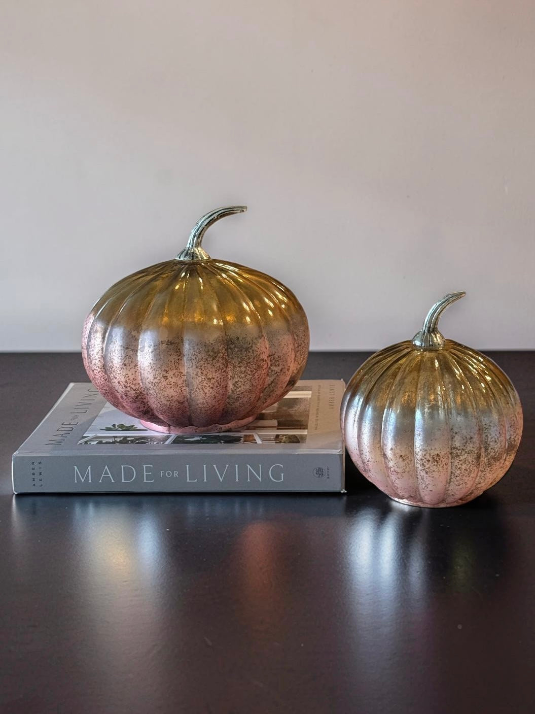 Vintage Stone Foil Glass Pumpkin Small