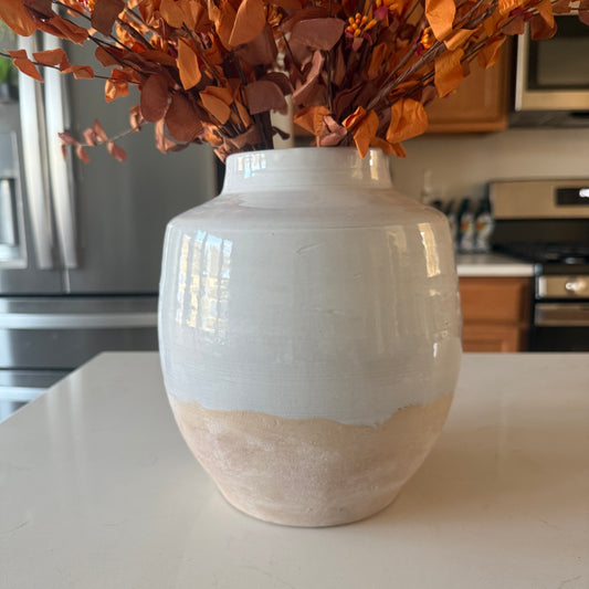 White Round Vase - 9.5''