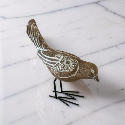 Assorted Whitewash Resin Carved Birds