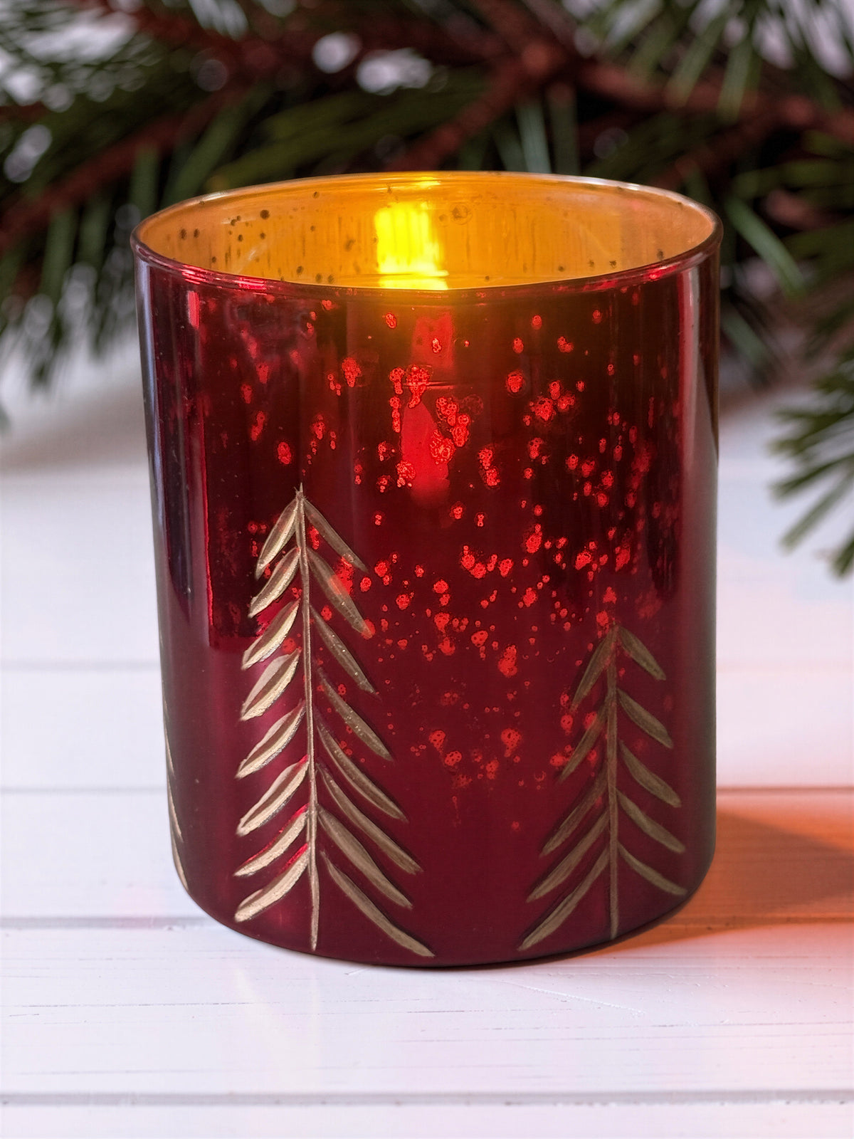 Red and White Tree Candle Holder