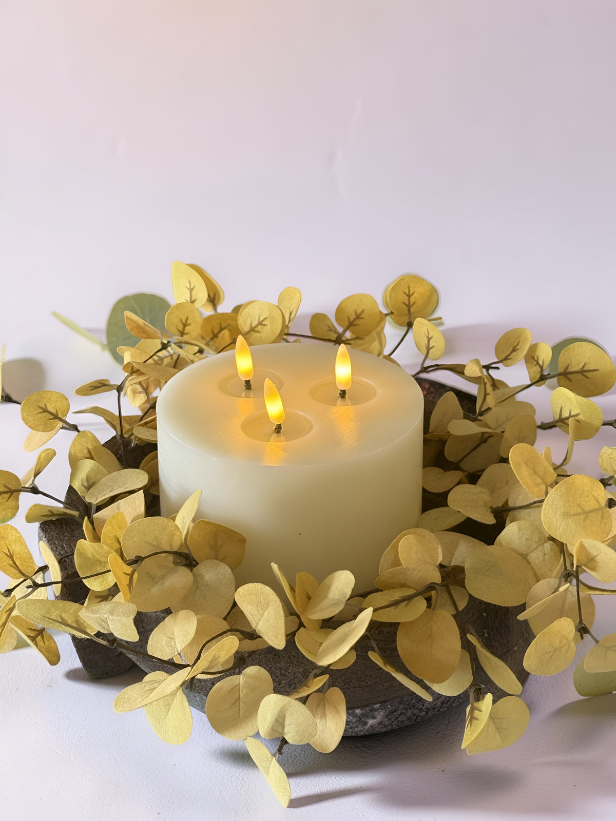 Penny Leaf Candle Ring Mustard