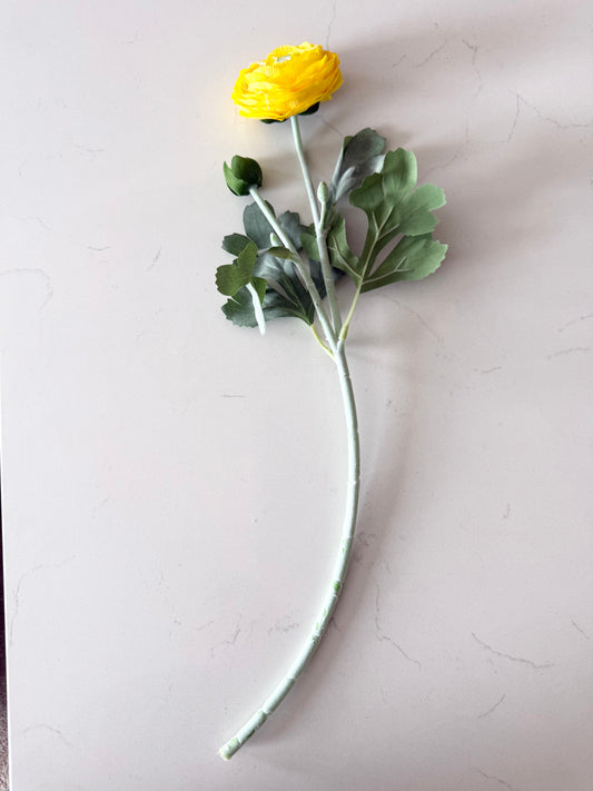 Real Touch Dark Yellow Bud and Bloom Ranunculus Stem