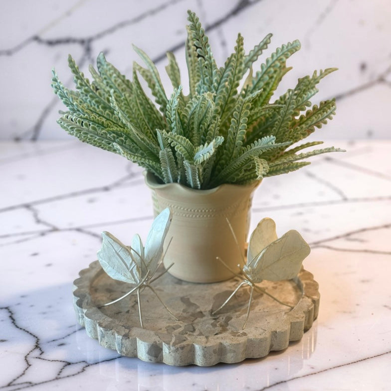 Beige Marble Scallop Edge Tray