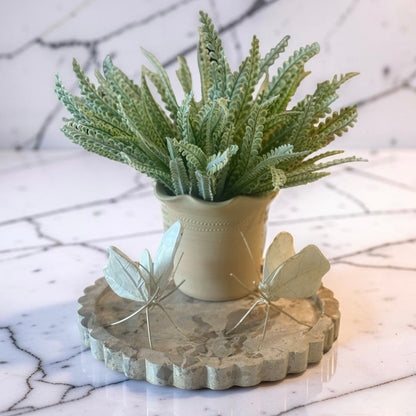 Beige Marble Scallop Edge Tray