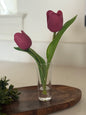 Fuchsia Real Touch Double Tulip in Glass Vase -