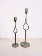 Hand-Forged Iron Taper Holders, Antique Silver Finish, Set of 2