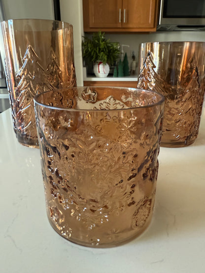 Glass Embossed Brown Hurricanes
