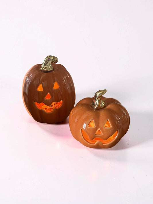Orange Mini Jack O Lanterns Set of 2