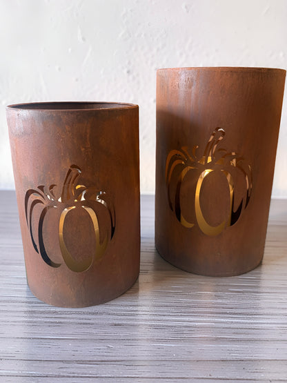 Rustic Fall Pumpkin Lanterns Set of 2 -Imperfect