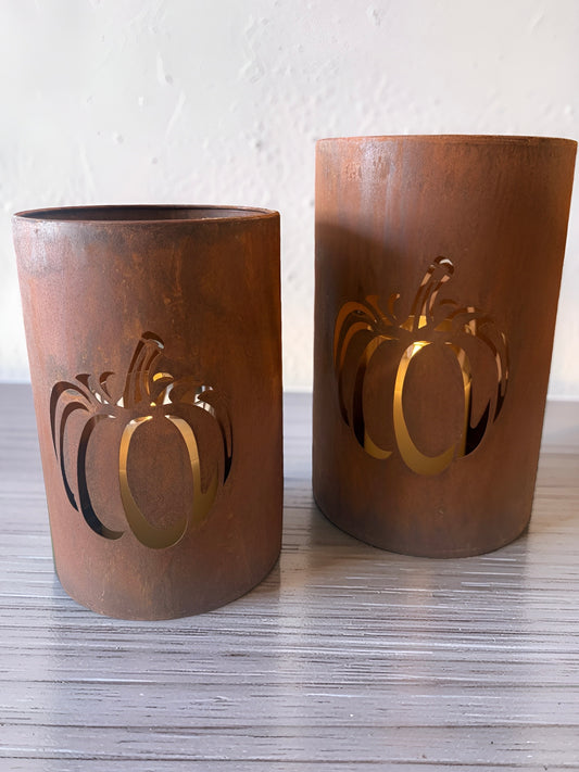 Rustic Fall Pumpkin Lanterns Set of 2