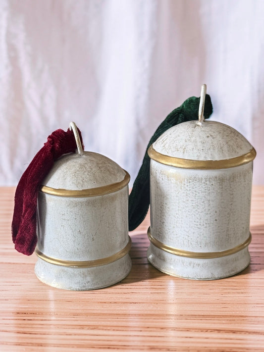White and Gold Holiday Cow Bell