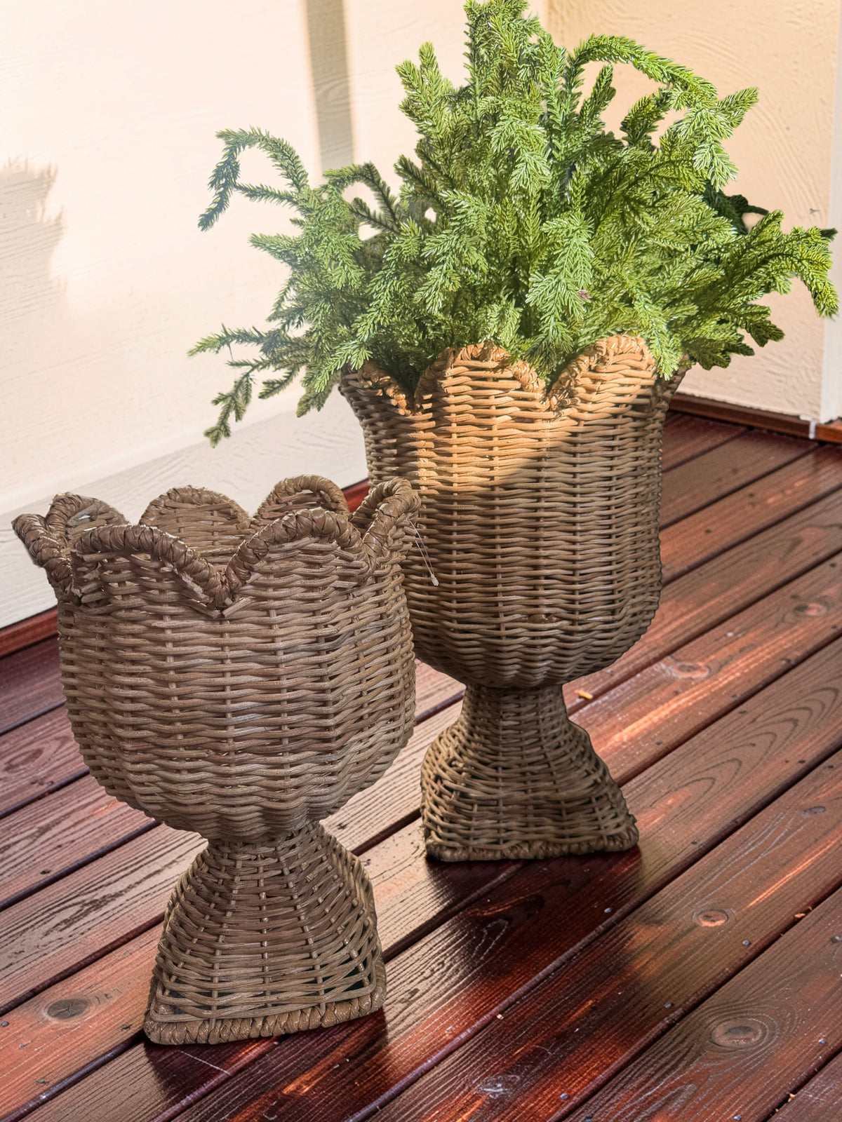 Woven Scalloped Urns