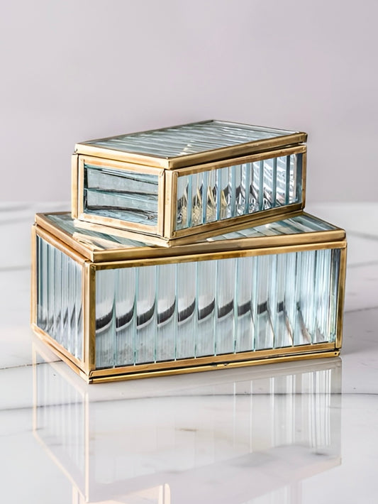 Glass and Brass Boxes - Set of 2