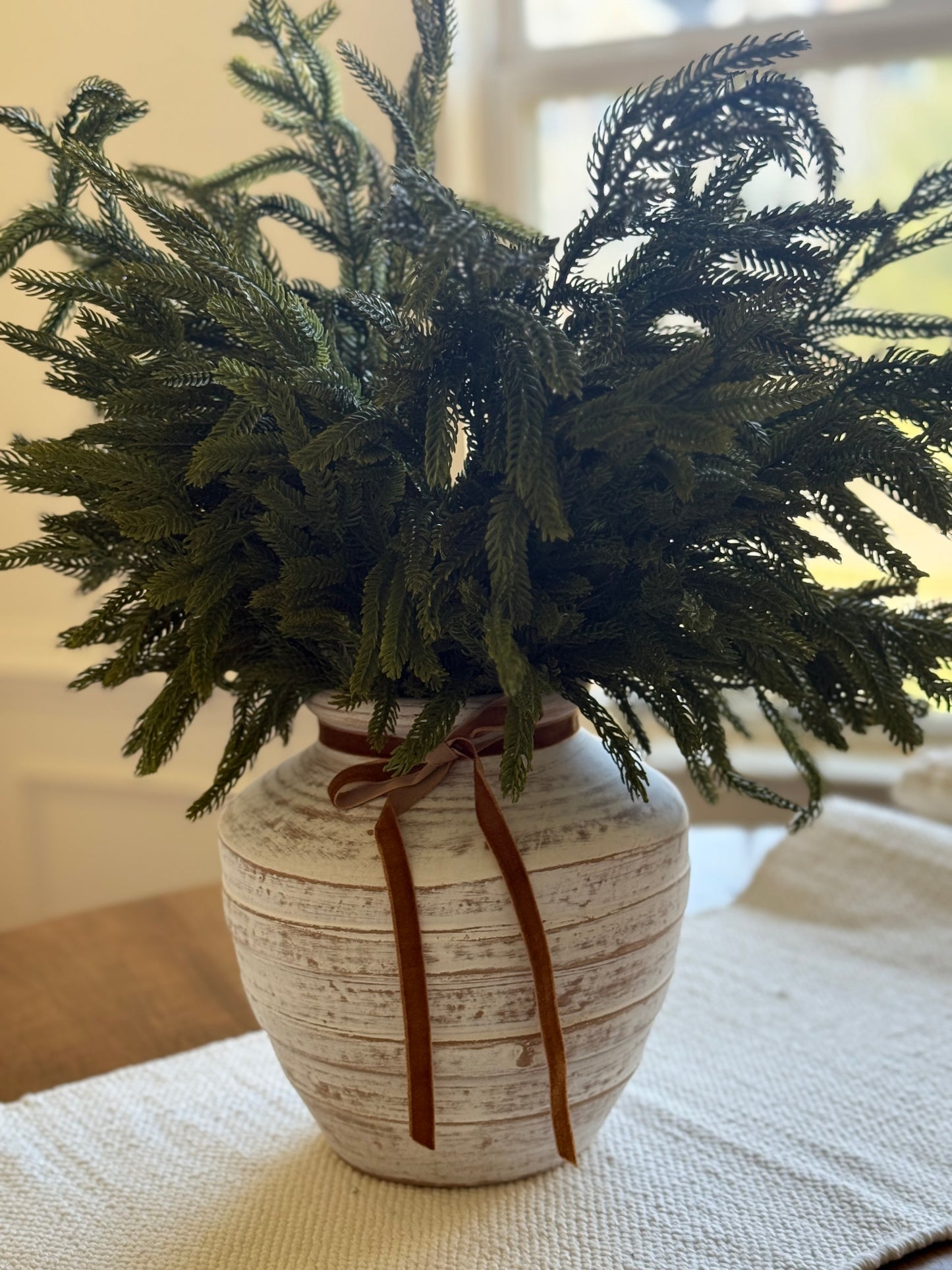 White Wash Terracotta Vase-8”H