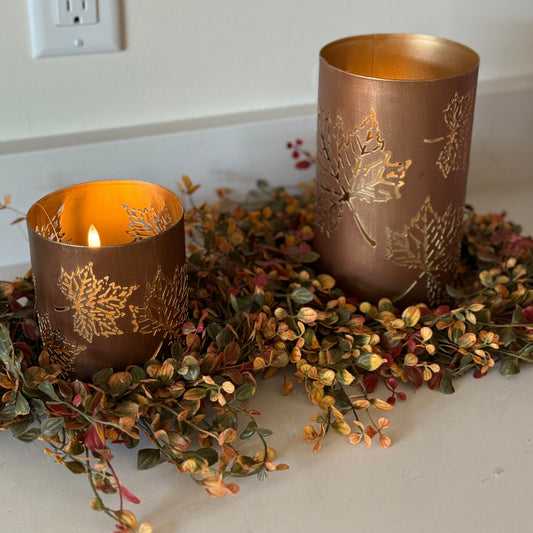 Bronze Leaf Lanterns -set of 2