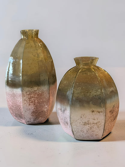 Stone Foil Brown and Rose Gold Vase Large