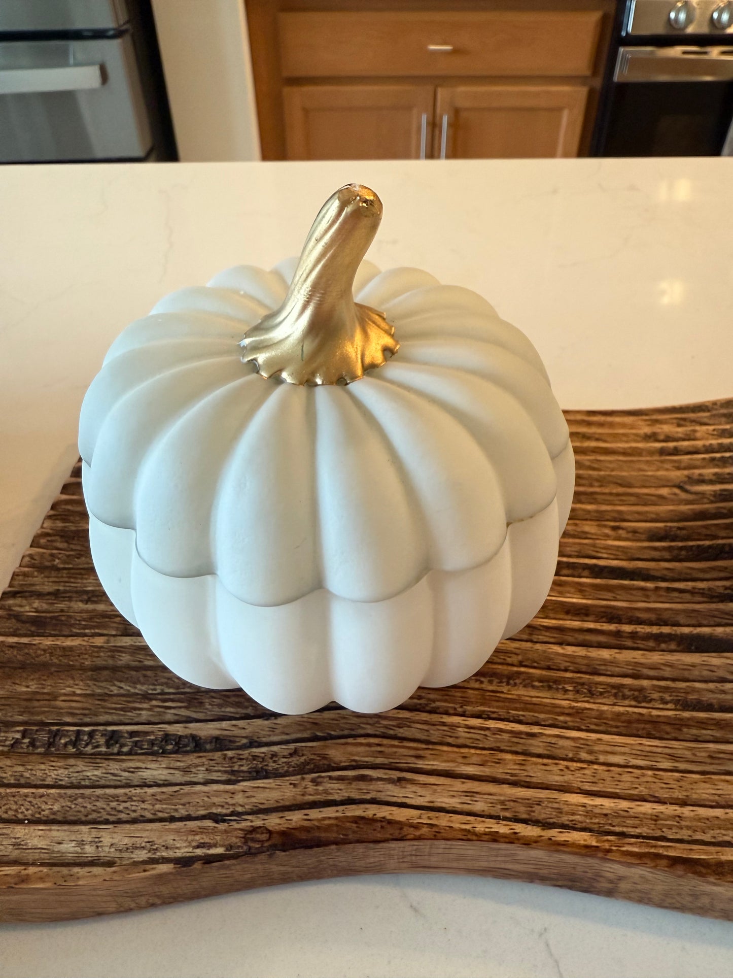 White Glass Filled Pumpkin Candles -4.75