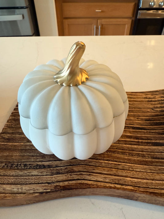 White Glass Filled Pumpkin Candles -4.75