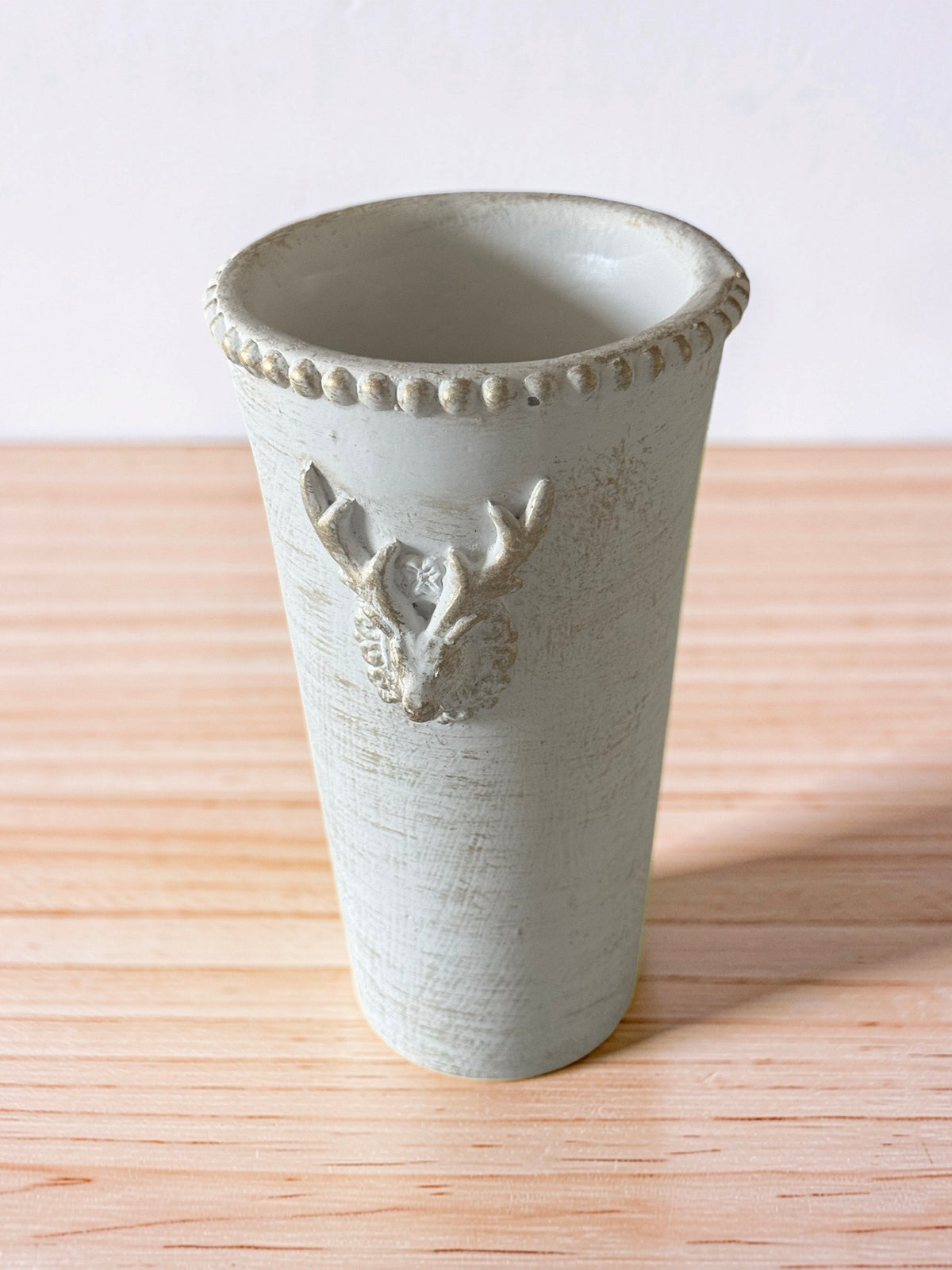Gold Wash Cement Deer Vase