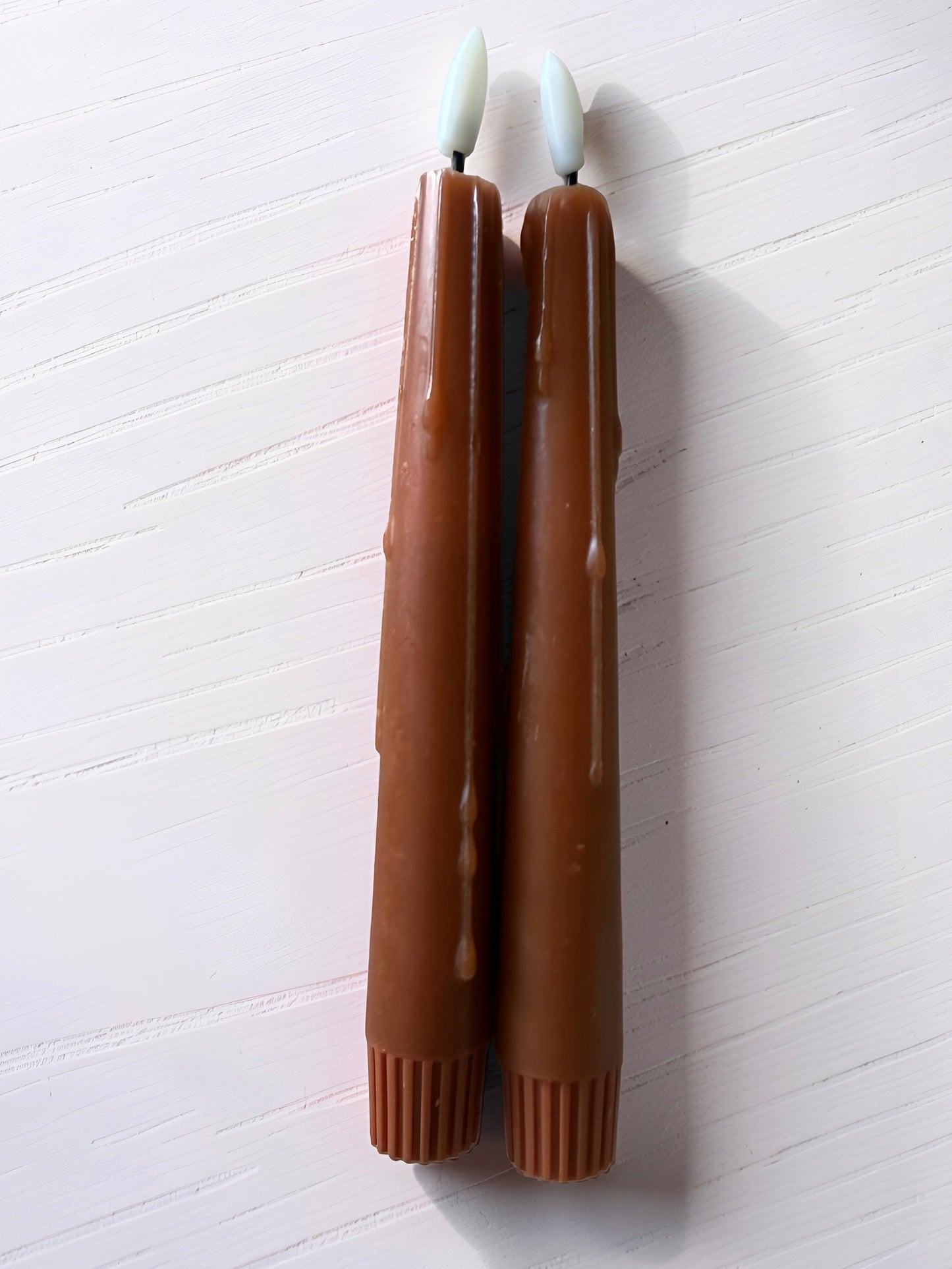 Rust LED Drip Taper Candles Set of 2