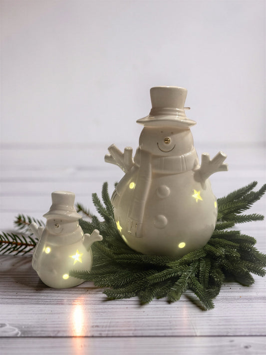 LED Happy White Snowman