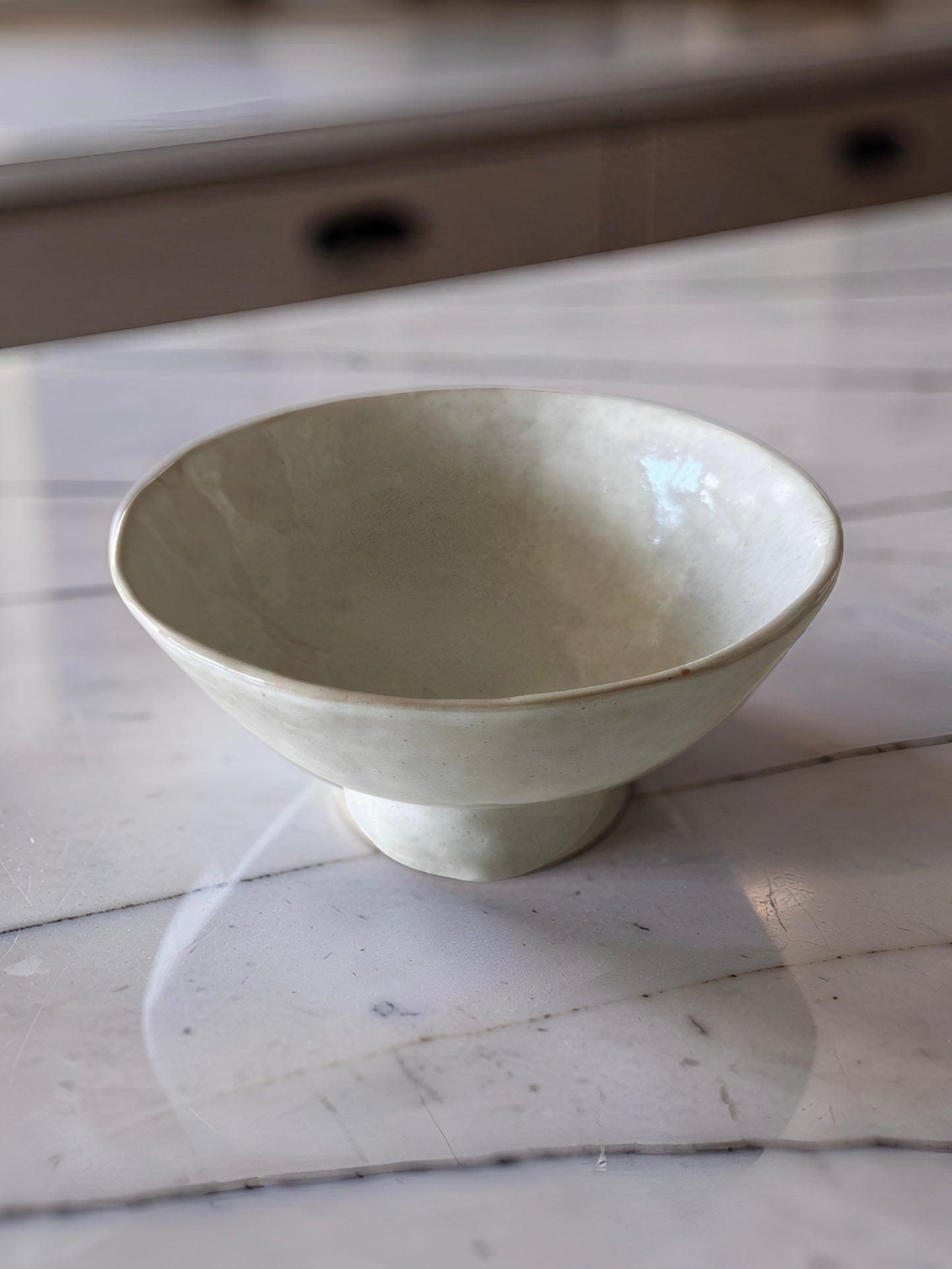 White Ceramic Raised Bowl